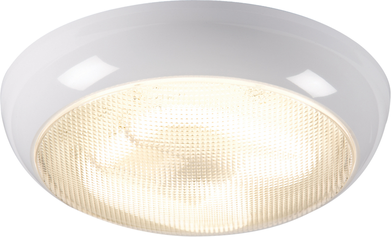 IP44 28W HF Emergency Polo Bulkhead with Prismatic Diffuser and White Base