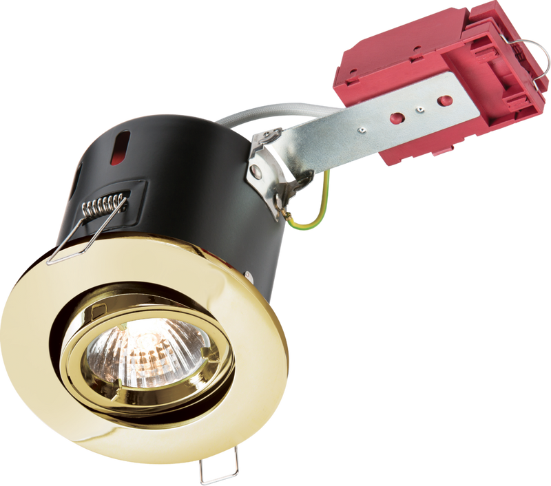 230V IP20 50W GU10 IC Fire-Rated Tilt Downlight Brass