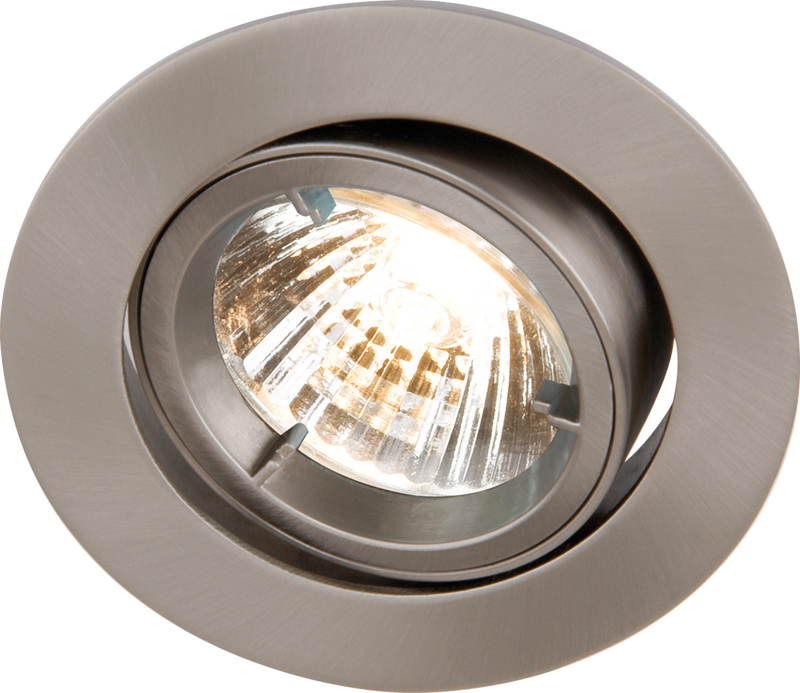 IP20 230V GU10 Brushed Chrome Recessed Tilt Twist & Lock Downlight