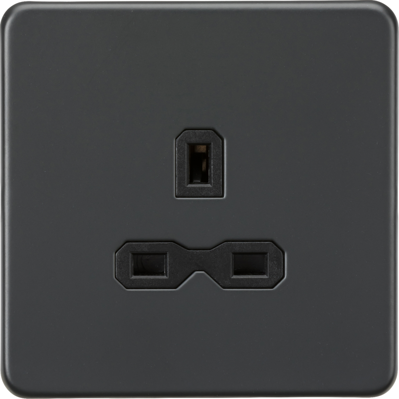 13A 1G Unswitched Socket - Anthracite with Black Insert