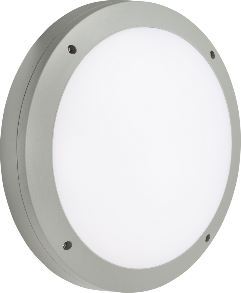 230V IP65 18W LED Round Bulkhead CCT with Emergency & Microwave Sensor Grey