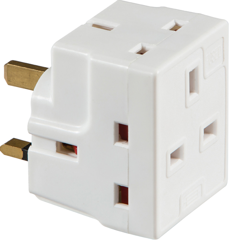 13A 3-Way Mains Fused Adaptor