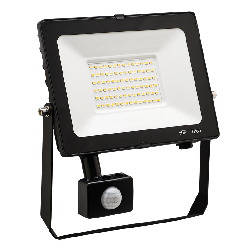 Comet Floodlight 50W 5000lm c/w PIR 4000K IP65 Black