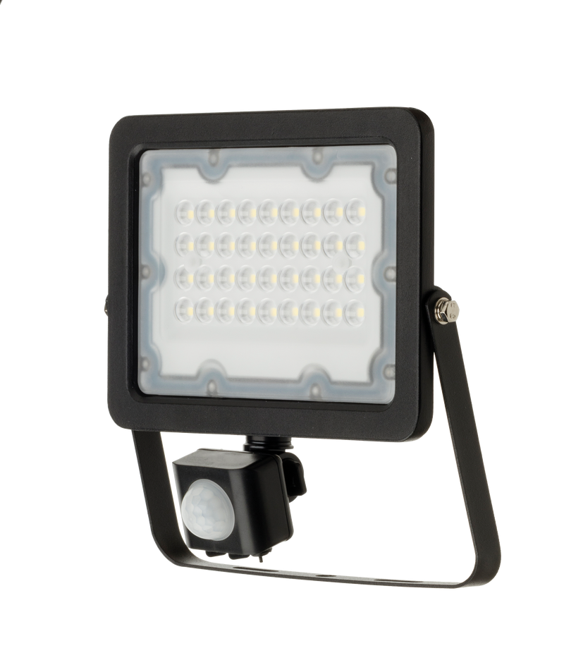 Meteor Floodlight 30W LED with PIR 6000K IP65 Black