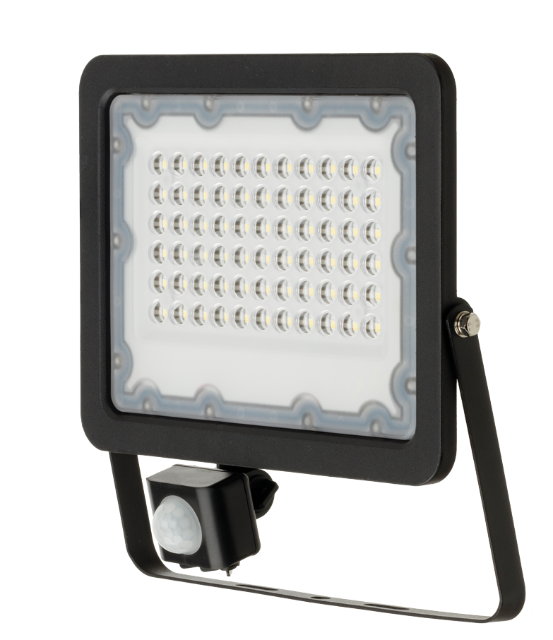 Meteor Floodlight 50W LED with PIR 6000K IP65 Black